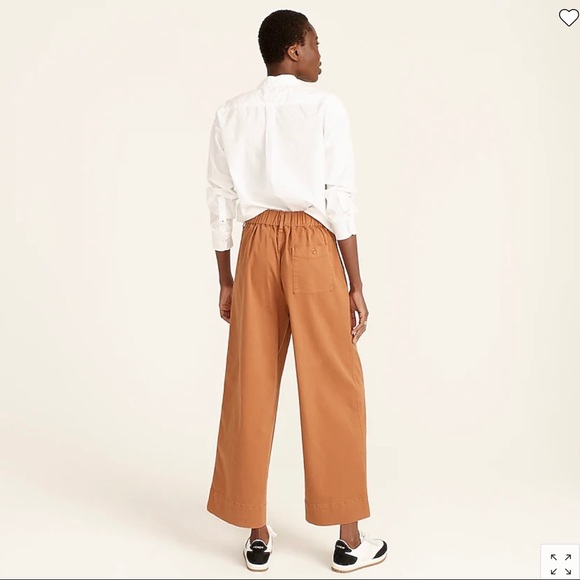 J Crew Pants Wide Leg Pull On Chino Orange Rust High Rise Full Length Size Small - Picture 6 of 15